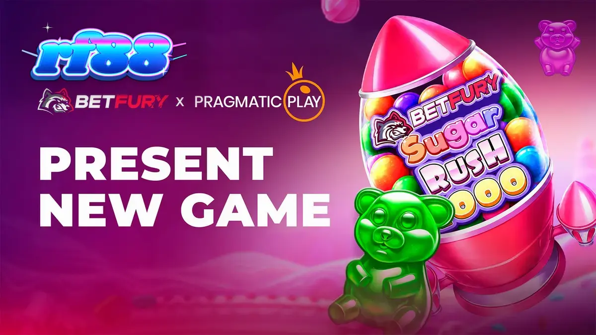 Tampilan visual slot BetFury Sugar Rush 1000 dengan tema permen yang cerah